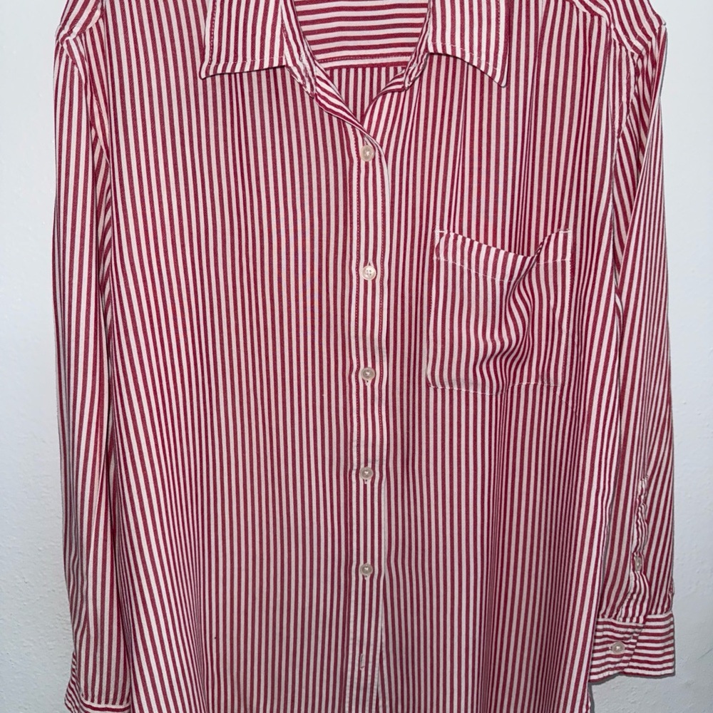 Red & white Striped women’s button brown by 7 For all mankind